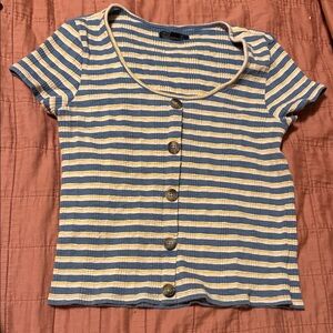 American Eagle Outfitters Blue and Yellow Striped Top